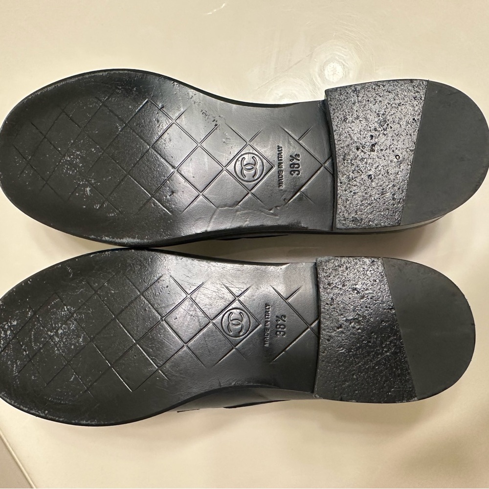 Chanel Black Loafers with Gold Accent - Picture 7 of 15